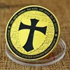 "Cross Shield, Knights" Coin , Audit Wal-Mart custom cheap Golden challenge coin, custom special 3D Christian Church coin