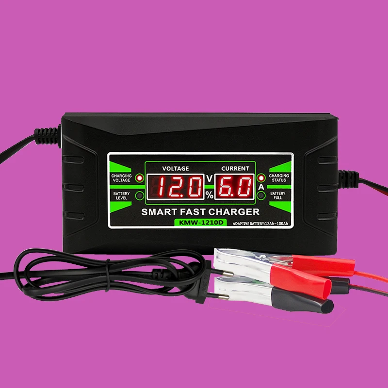 

12V6A automatic smart battery fully auto lead acid battery charger, Black