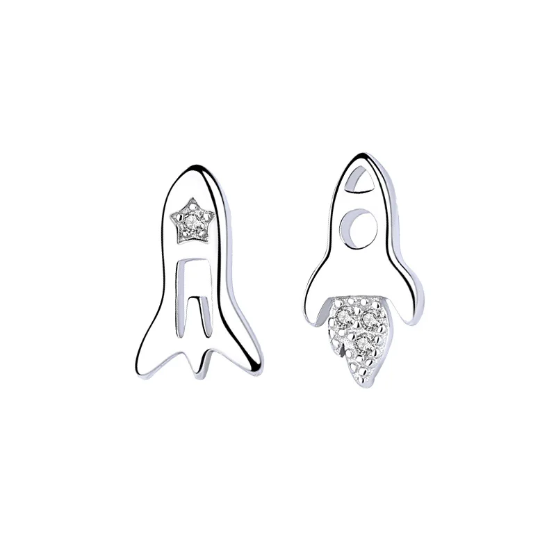 

925 Sterling Silver airplane child jewelry space shuttle earrings for kid