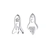 925 Sterling Silver airplane child jewelry space shuttle earrings for kid