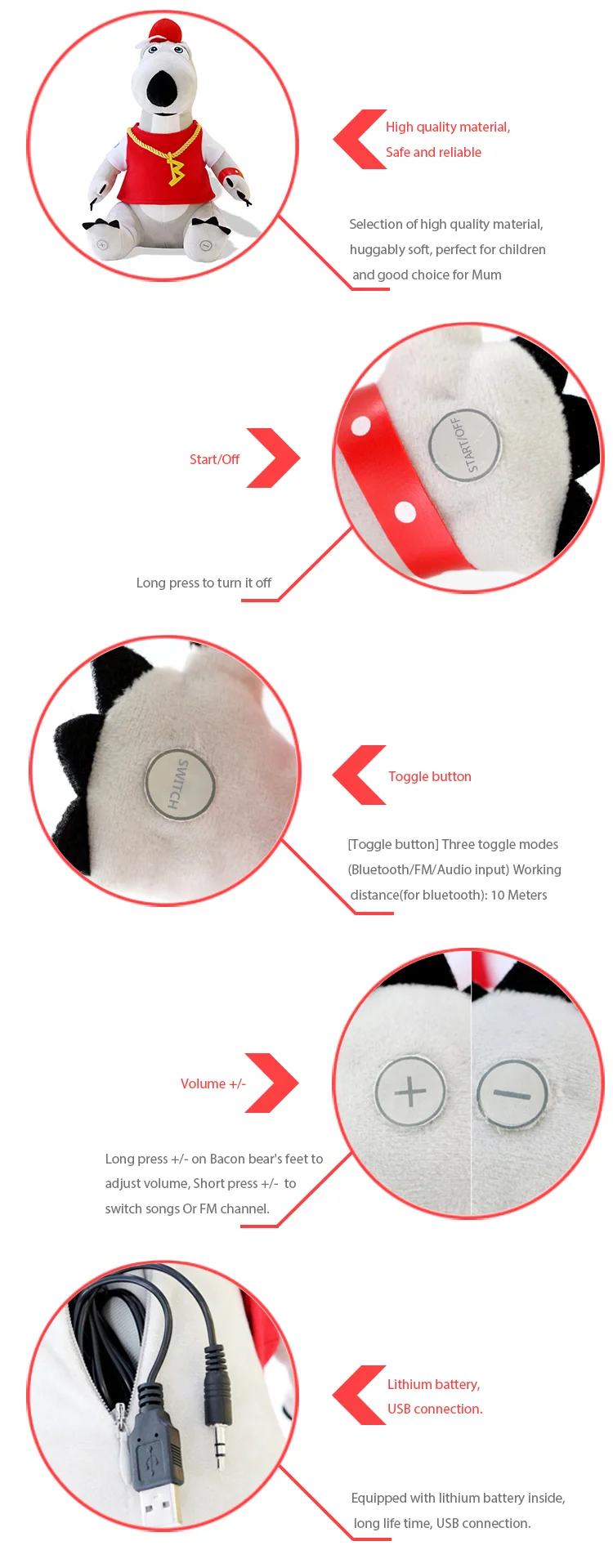 Newest design customized musical plush robot toy for baby