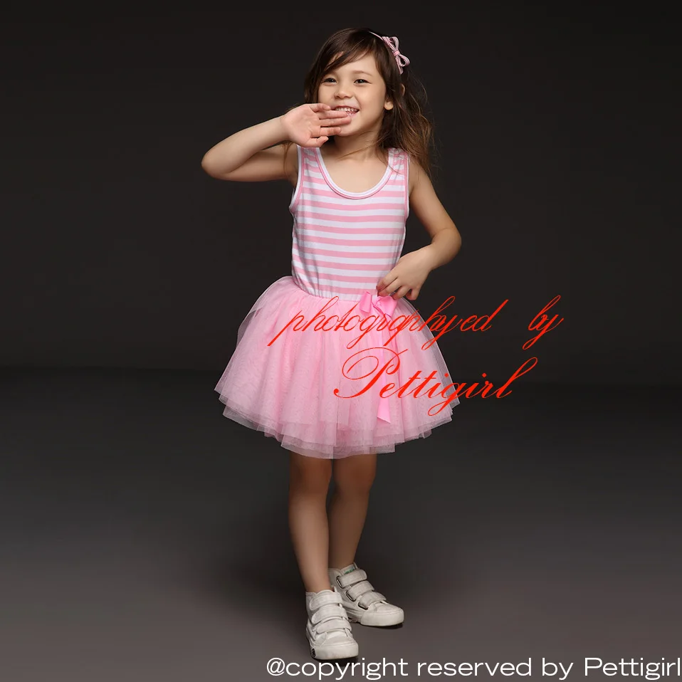 

2015 Fashion Girl TuTu Dress Baby Stripe Dress With Bow Kids Summer Lace Dress Child Wear Wholesale GD30105-14