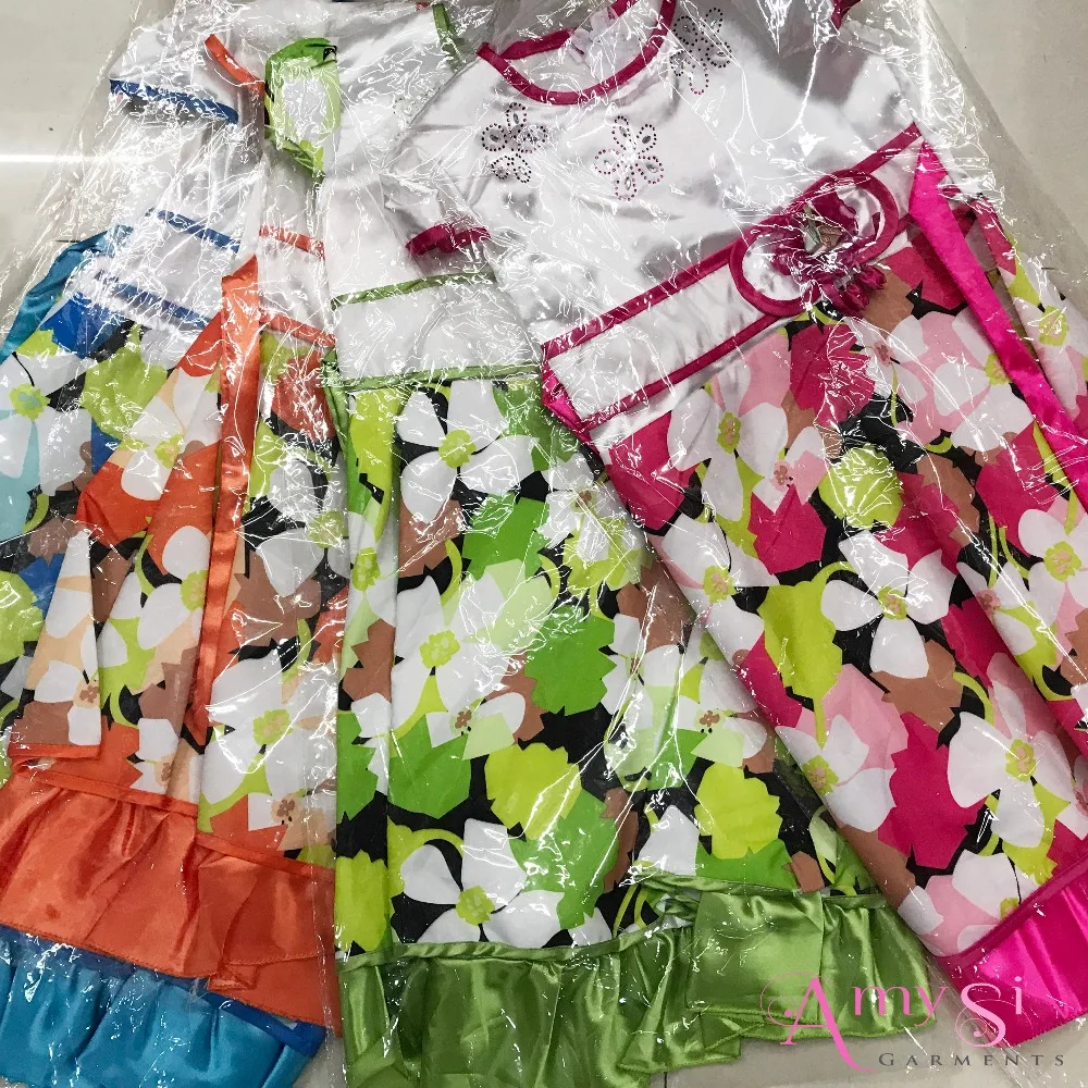 

2.19 USD GQ029 Fashion summer flower design Kids girls outfits boutique clothing for 3 4 5 6 7 years old children, 4 colors as pictures mixed