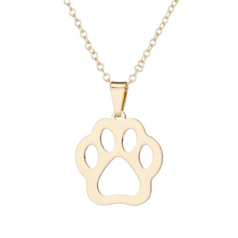 

Wholesale cheap men and women necklace Dog footprints animals metal pendants, Silicone,golden