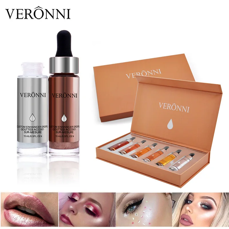 

VERONNI 6 Colors Beauty Shimmer Liquid Highlight Set Easy Going Moisturizing Highlighter Makeup Natural Highlight Liquid, Sunset;moonlight;candlelught;sunkissed;sunlight;celestial