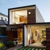Originality two-story living wooden house with glass door