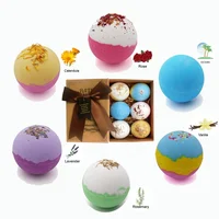 

OEM$ODM Large Organic & Natural sea salt Bath Bombs, Handmade Bubble bath FIZZIES , ,3.64OZ X6 gift set with color box,