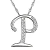 Lady fashion name initial letter and symbolic meaning pendant necklace, 18 inch chain, A-Z 26 letter selection