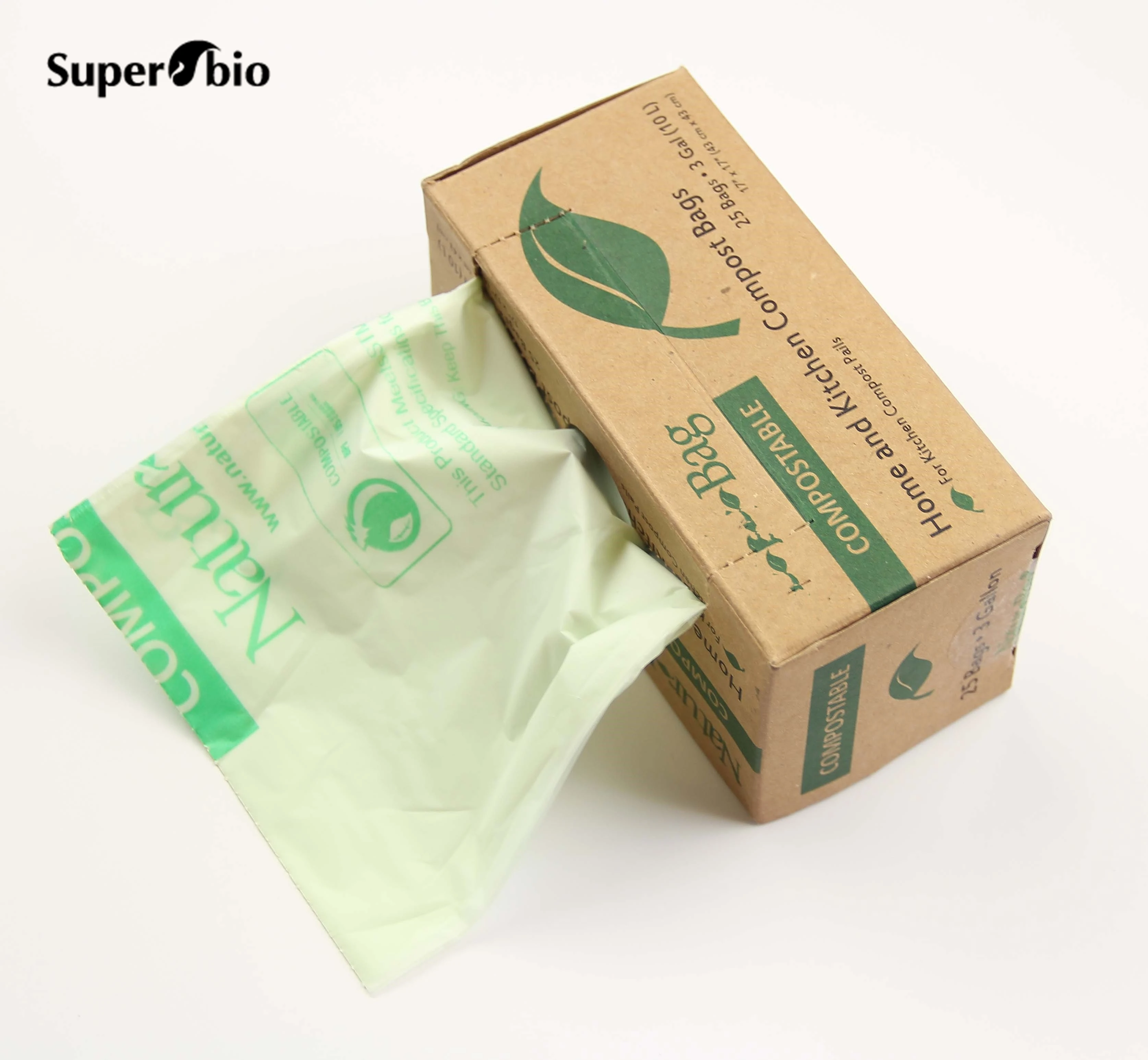 
ASTM D6400 Compostable Bags 3 gallon 25 Count, Extra Thick 0.65 Mils, Small Kitchen Trash Bags 100% Biodegradable plastic bags 
