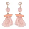 Vintage Bohemian Thread Ball Tassel Drop Earrings Acrylic Peal Bohemian Tassel Earrings dangles for Women 2019 Spring