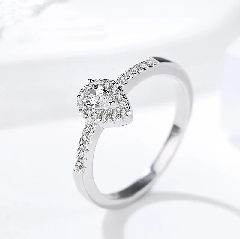 

W162 fashion 925 sterling silver pear cut shaped diamond engagement ring, N/a