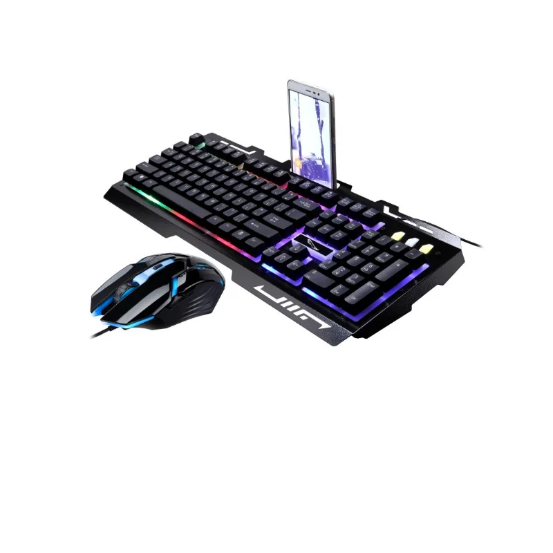 

Factory price G700 LED Back-lit Gaming Keyboard Mouse Combo USB Wired Mechanical Feeling Keyboard Mouse Set Kit, Black /white