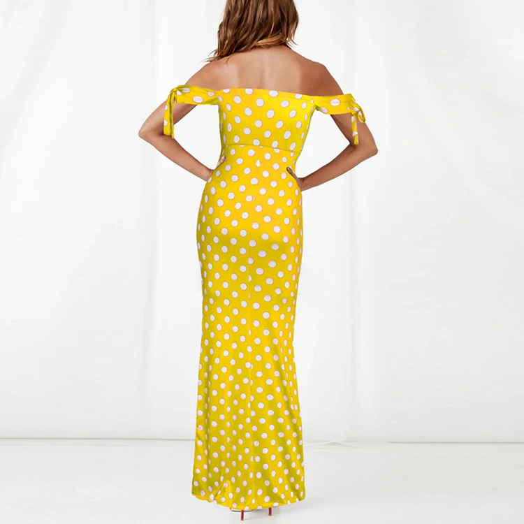 unique design tie side split front maxi off shoulder sexy summer