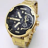 

Famous Big Dial Gold Watch Japan Movement Steel DZ Watch