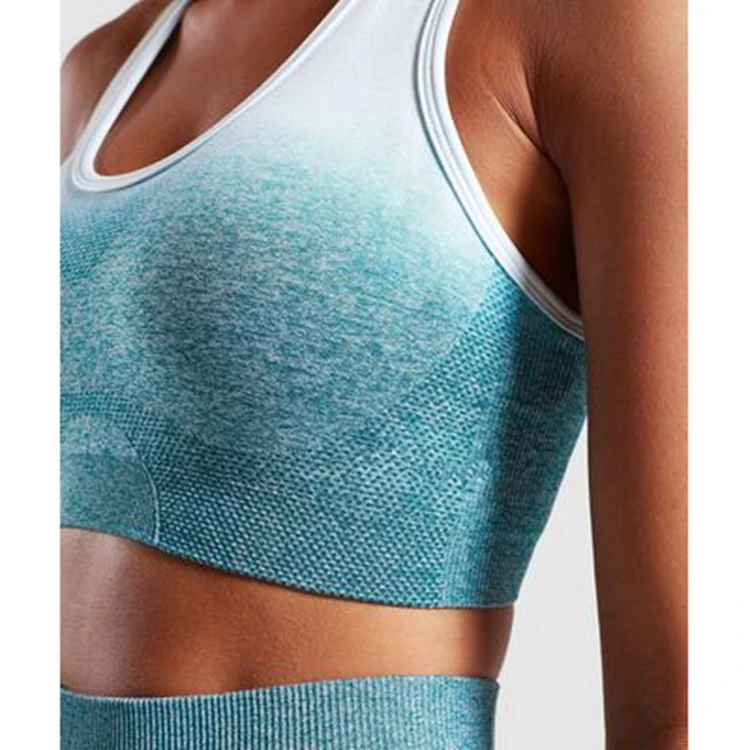 

Wholesale 3PCs Girls Sexy Yoga Set Ombre Seamless Fitness Suit, Customized colors