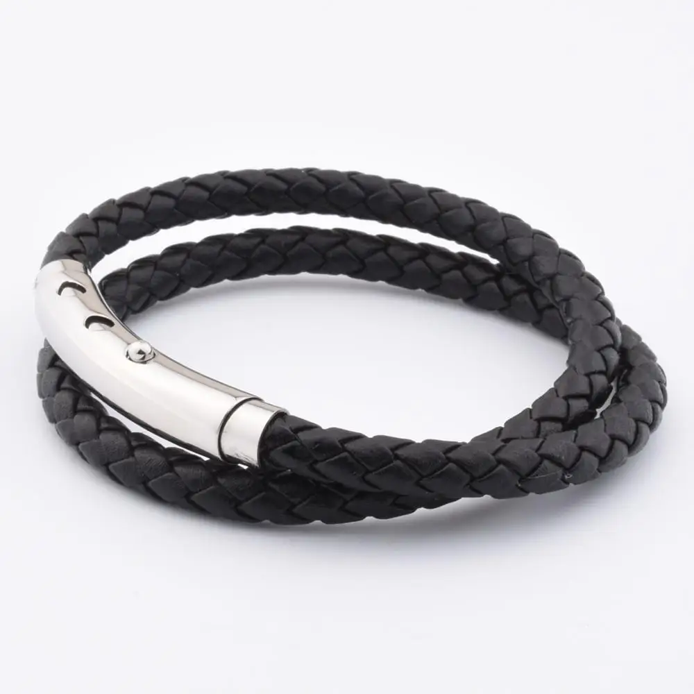 

Ladies Men Leather Wrap Bracelet With Logo Jewellery