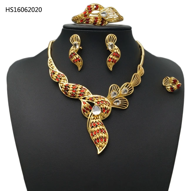 

new high quality Diamond Earring And Necklace Sets 24K Gold plated Jewelry vintage pearl necklace earrings party jewelry set, Any color is avaliable