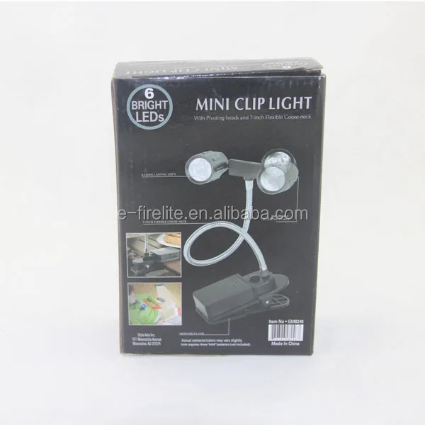 
6 LED flexible neck book light with clip 