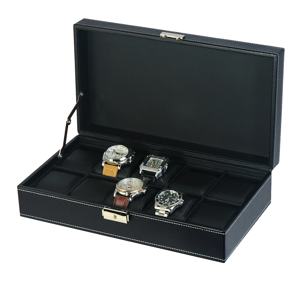 

Big Size Pillows Width 60mm Black Leather Watch Box for Men