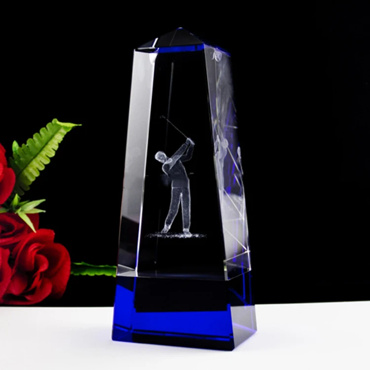 product wholesale crystal golf trophy with 3d laser engraving player for sports games gifts-22