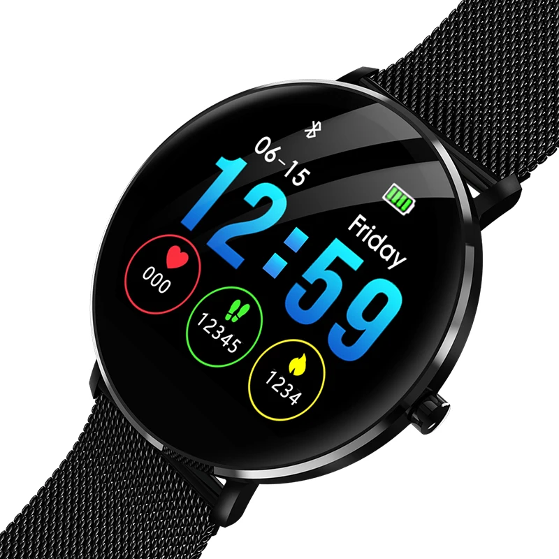 

2019 popular DIY watch face waterproof colorful full touch round HD screen smart band fitness tracker stepsheart rate