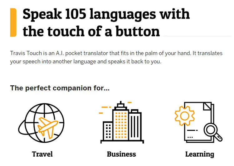 105 Langues Travis Tactile Dispositif De Traduction Pour Les Voyages D Affaires Chinois Anglais Francais Espagnol Japonais Arabe Buy Travis Touch Dispositif De Traduction Traducteur Travis Product On Alibaba Com