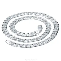 

Fashion jewelry factory 925 Sterling Silver 7mm 8mm 10mm 12mm buckle sideways thick Necklace Fashion Silver Necklace
