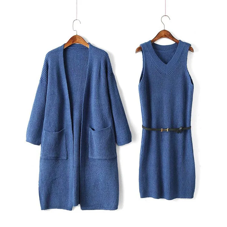 

Stylish two piece set women clothing sweater and official sweater dress