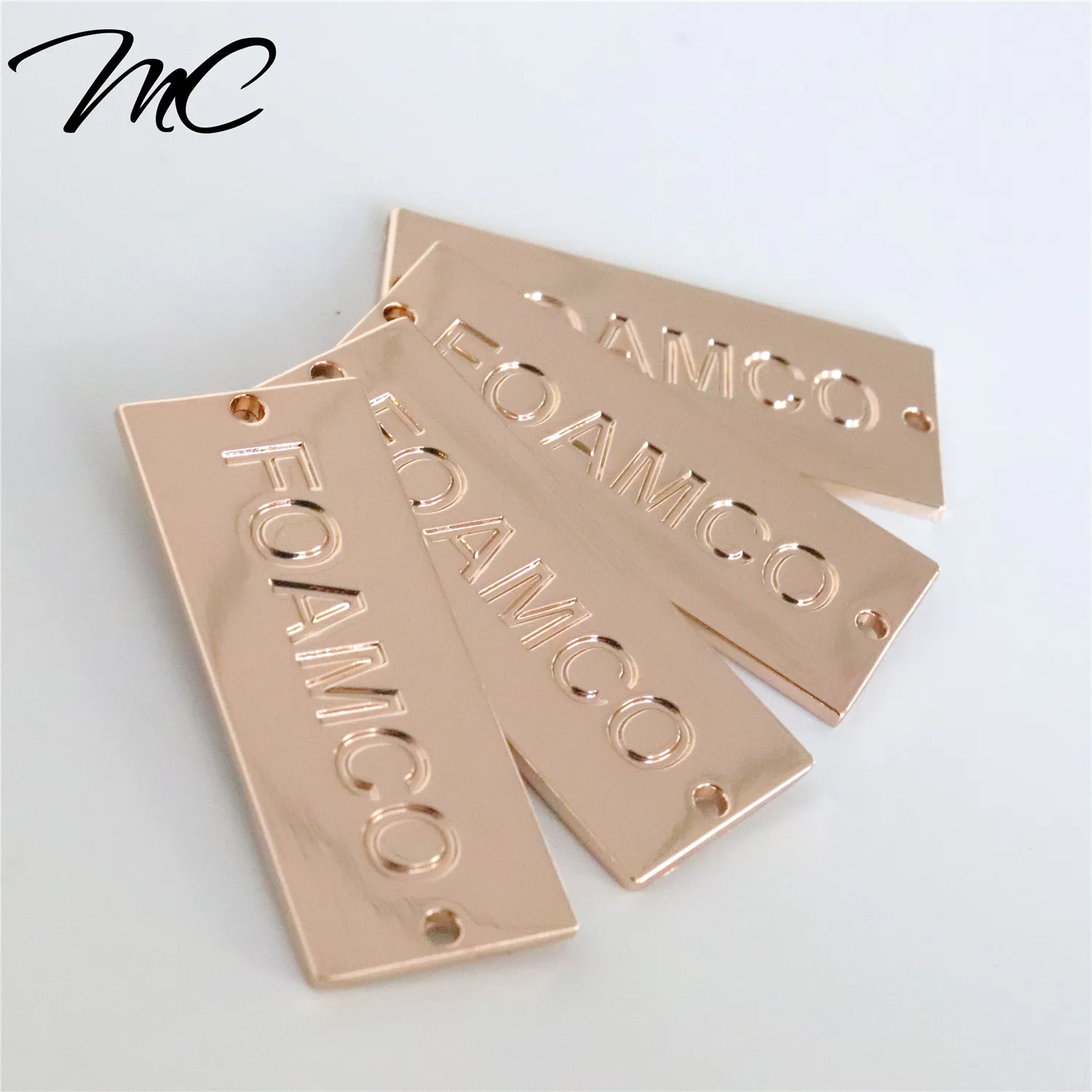 

Custom private metal label for clothes garment handbag makeup bag swimwear luggage