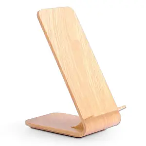 Bamboo Wooden Design 10W QI Wireless Fast Charger Dock Stand
