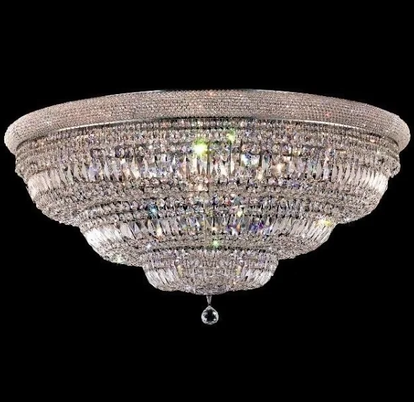 Big hotel banquet dome crystal ceiling chandelier flush mount light living meeting room lighting