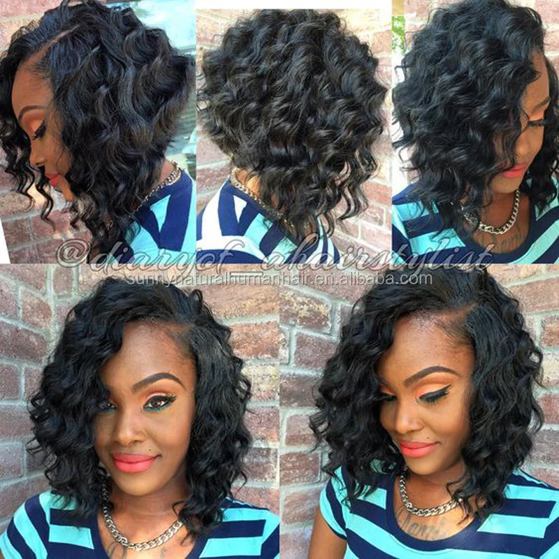 

on sale ! funmi short curly bob full lace wigs with baby hair human hair curly lace front wig for black women, N/a