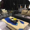 Amazing Modern Sea Blue Design Beige Travertine Marble Coffee Table