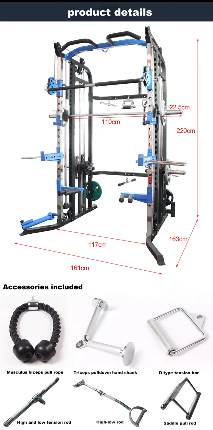 Professional multifunction equipment gym machine names smith machine