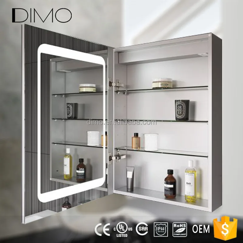 
China Manufacturer Wall Mount LED Lighted Bathroom Mirror Illuminated Medicine Cabinet 