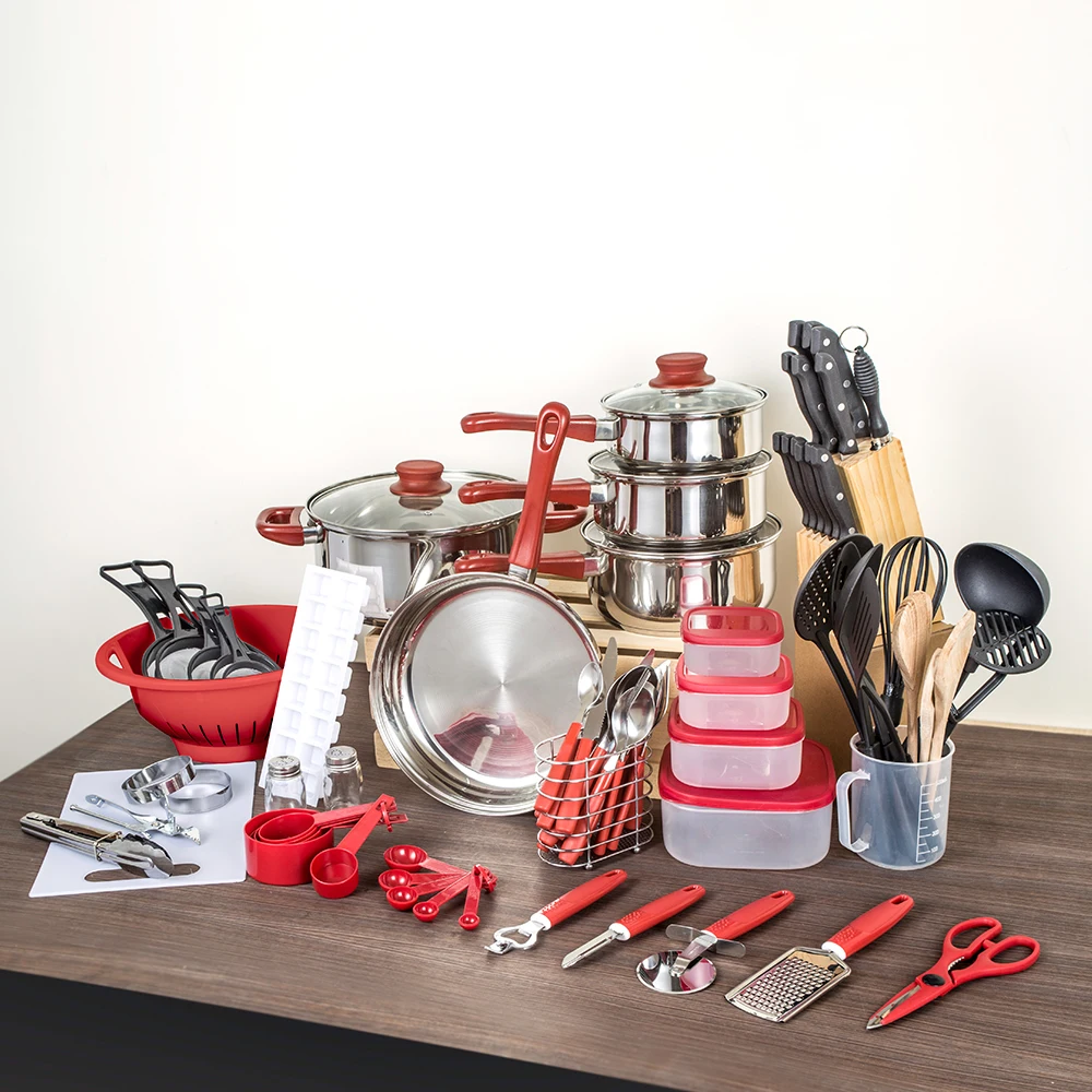 

80- Pieces kitchen nonstick stainless steel cookware sets kitchenware