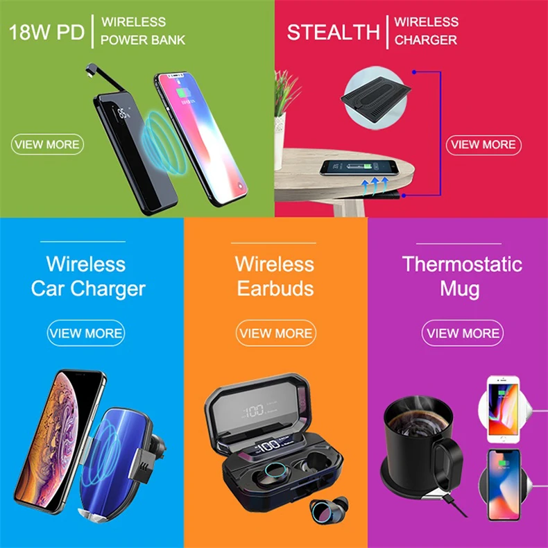 -Tipo C em dois sentidos 18 PD W carga r&aacute;pida de carregamento r&aacute;pido banco de energia sem fio - ANKUX.COM