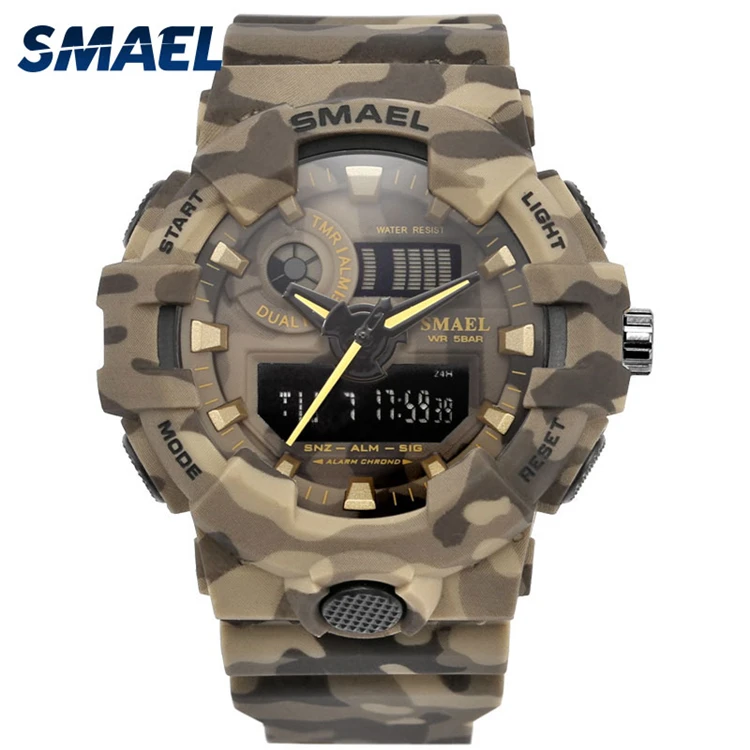 

SMAEL 8001 B New Camouflage Military Brand Sport Watches LED Quartz Clock Men Sport Army Watch Waterproof