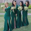 2019 Long Sleeves Green Mermaid Lycra Bridesmaid Dress