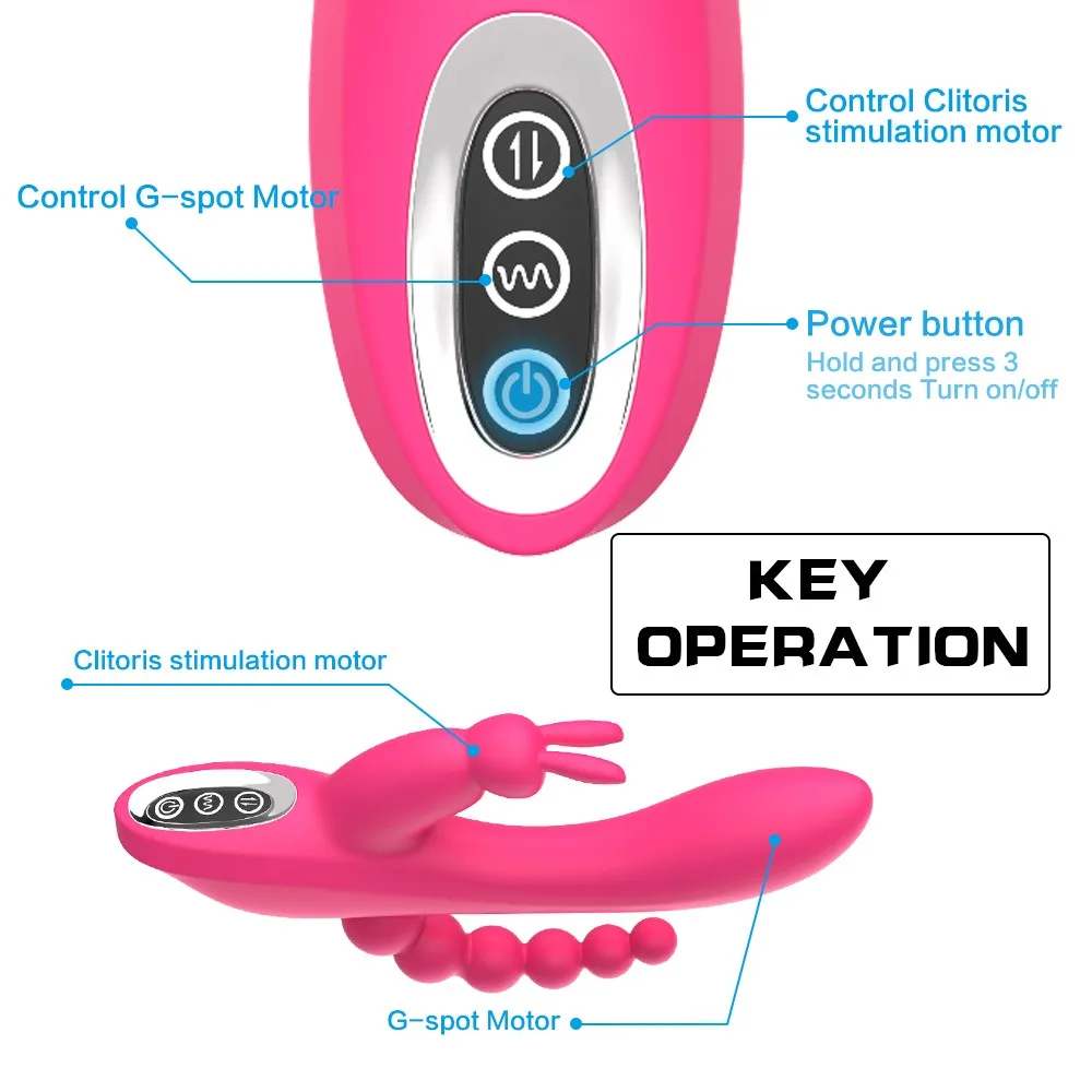 Powerful Triple Stimulation Anal Beads Vibrating Butt Plug G Spot