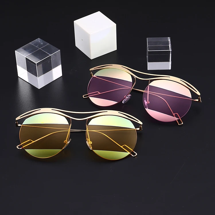 

Hot sale 1 MOQ free shipping new style high quality metal frame sunglasses round lens women sunglasses 2018