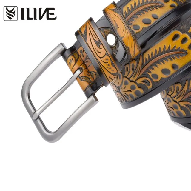 embossed leather belt