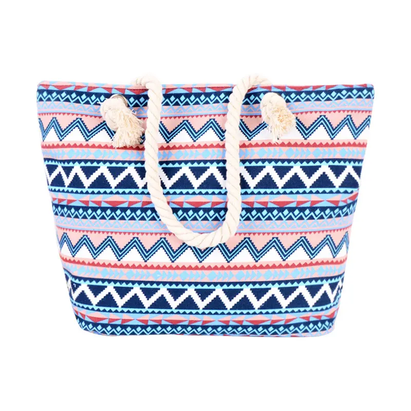 

2018 Hot Sell Geometrical Rope Handle Shopping Bag Tote Cloth Bag Women