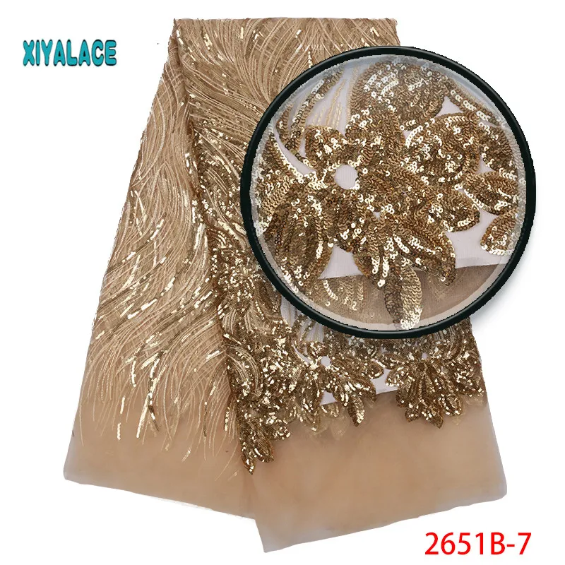 African Embroidery Tulle lace Design French Mesh Lace Fabric For wedding lace with sequins XZ2651B