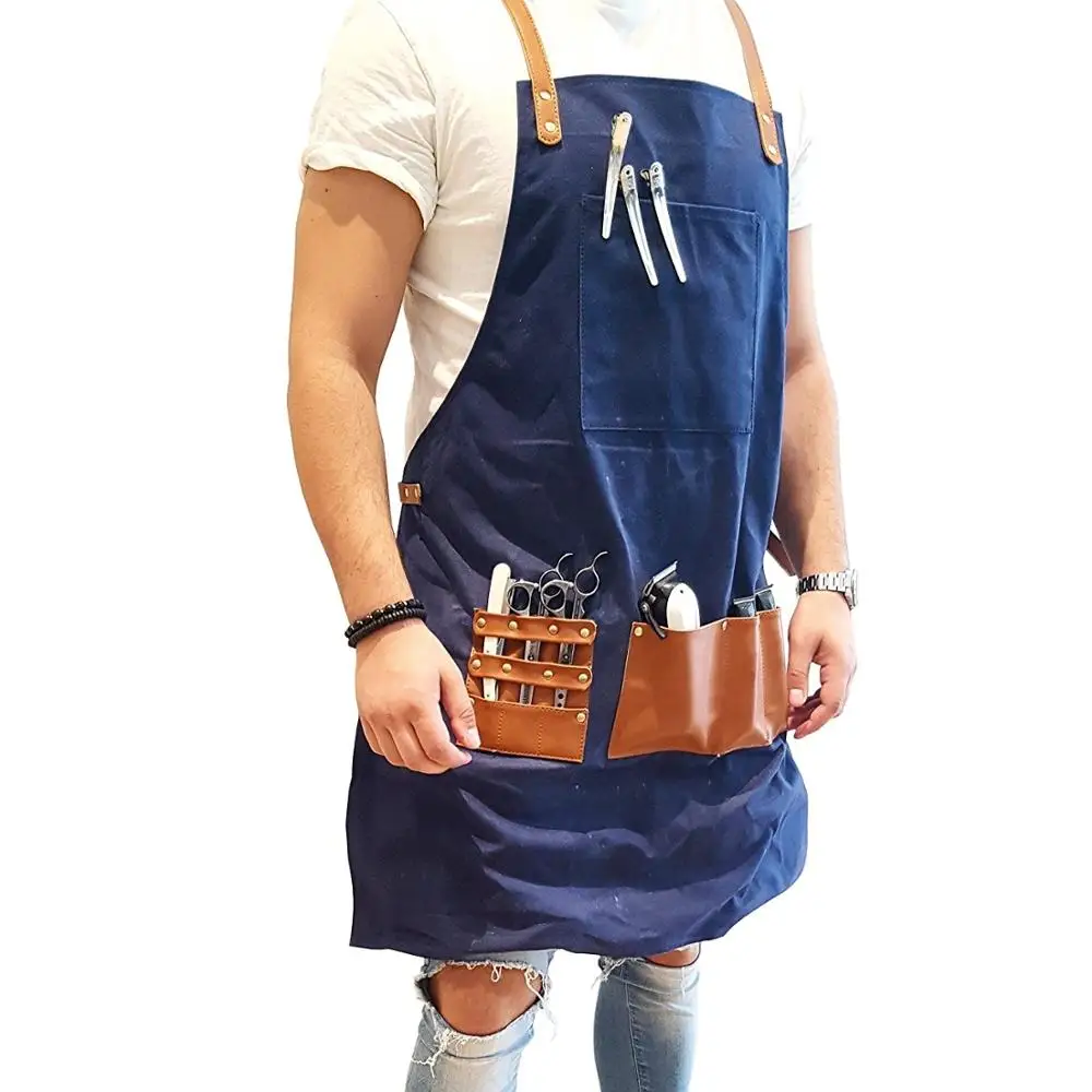 2019 Hot Sale Barber Aprons Blue Color Denim Jeans Work Wear Aprons