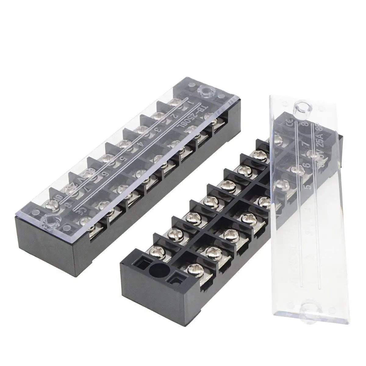 5 Pcs 10 Positions Dual Rows 600V 25A Screw Wire Barrier Block Terminal ...