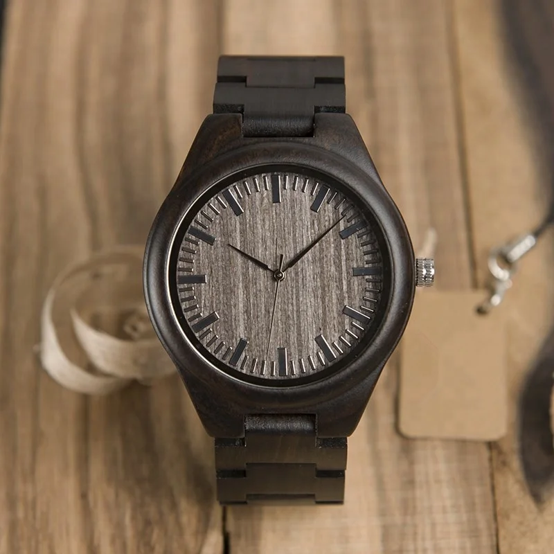 

New Arrive Fashion Custom Wooden Wrist Wood Watch Waterproof Drop shipping, Black