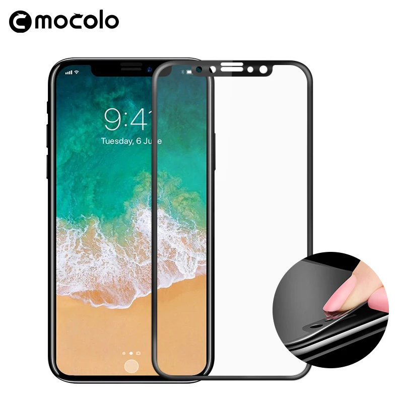 

Mocolo 9H Full Cover 3D curved Explosion-Proof Tempered Glass Screen Protector For Iphone X