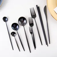

new products hot sales black set knife and fork stainless steel cutlery