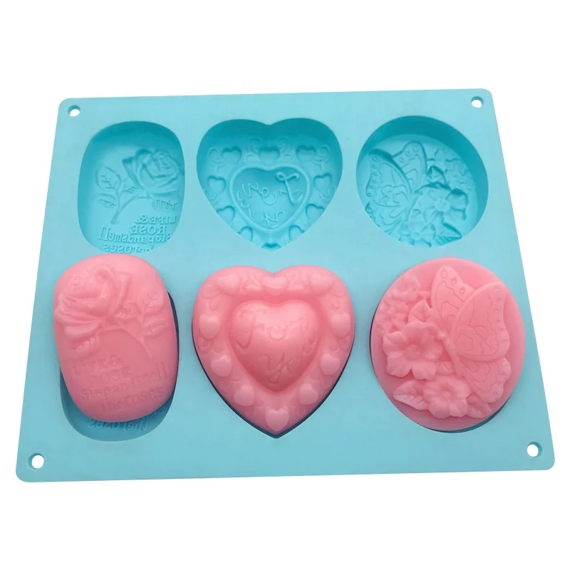 

6 Cavity BPA Free Food Grade Soap Mold Silicone, 3D Hand Bar silicon mold soap, Handmade Soap Making Molds, Pantone color